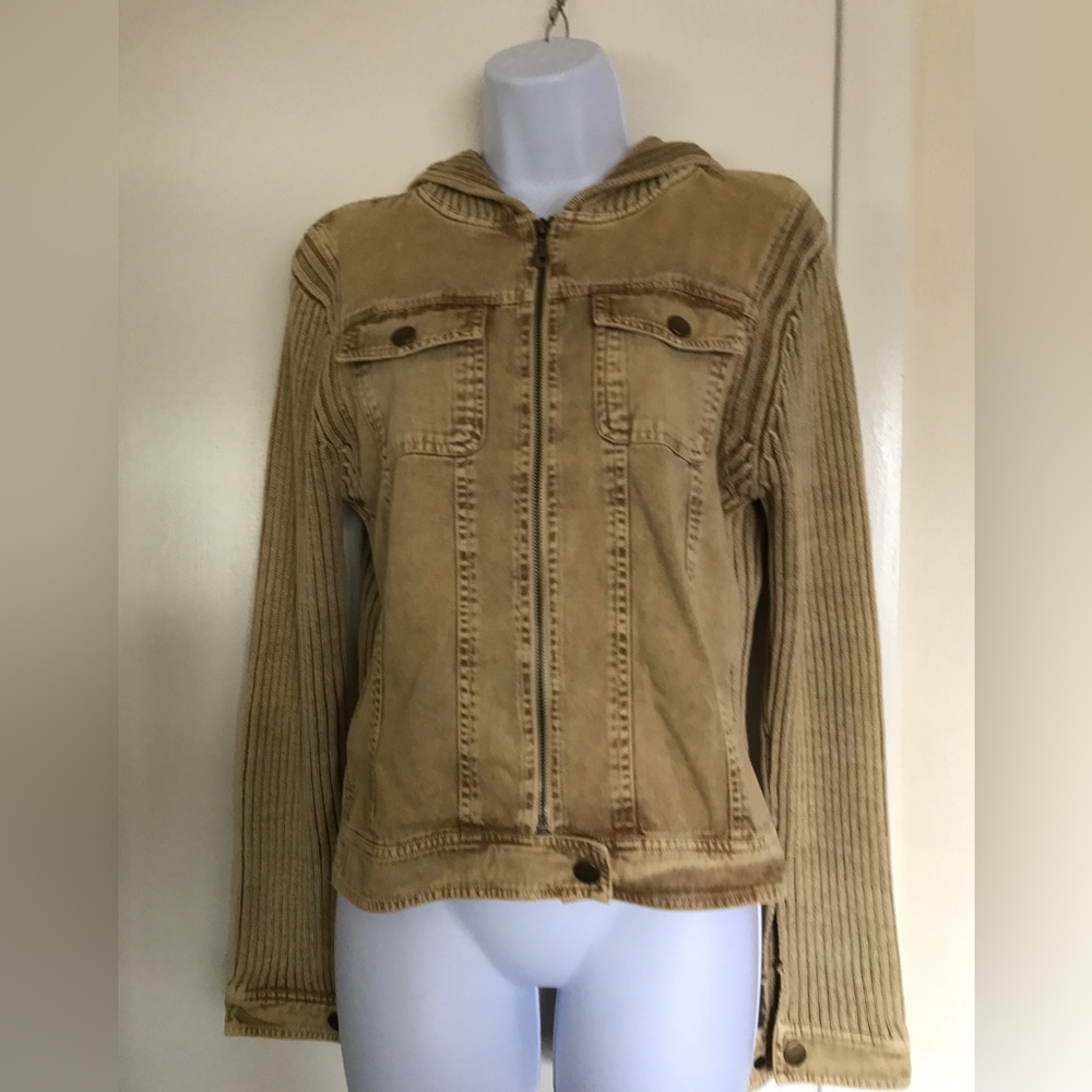 east side westside size L hooded Beige jacket closed in the front with zipper - Picture 6 of 14